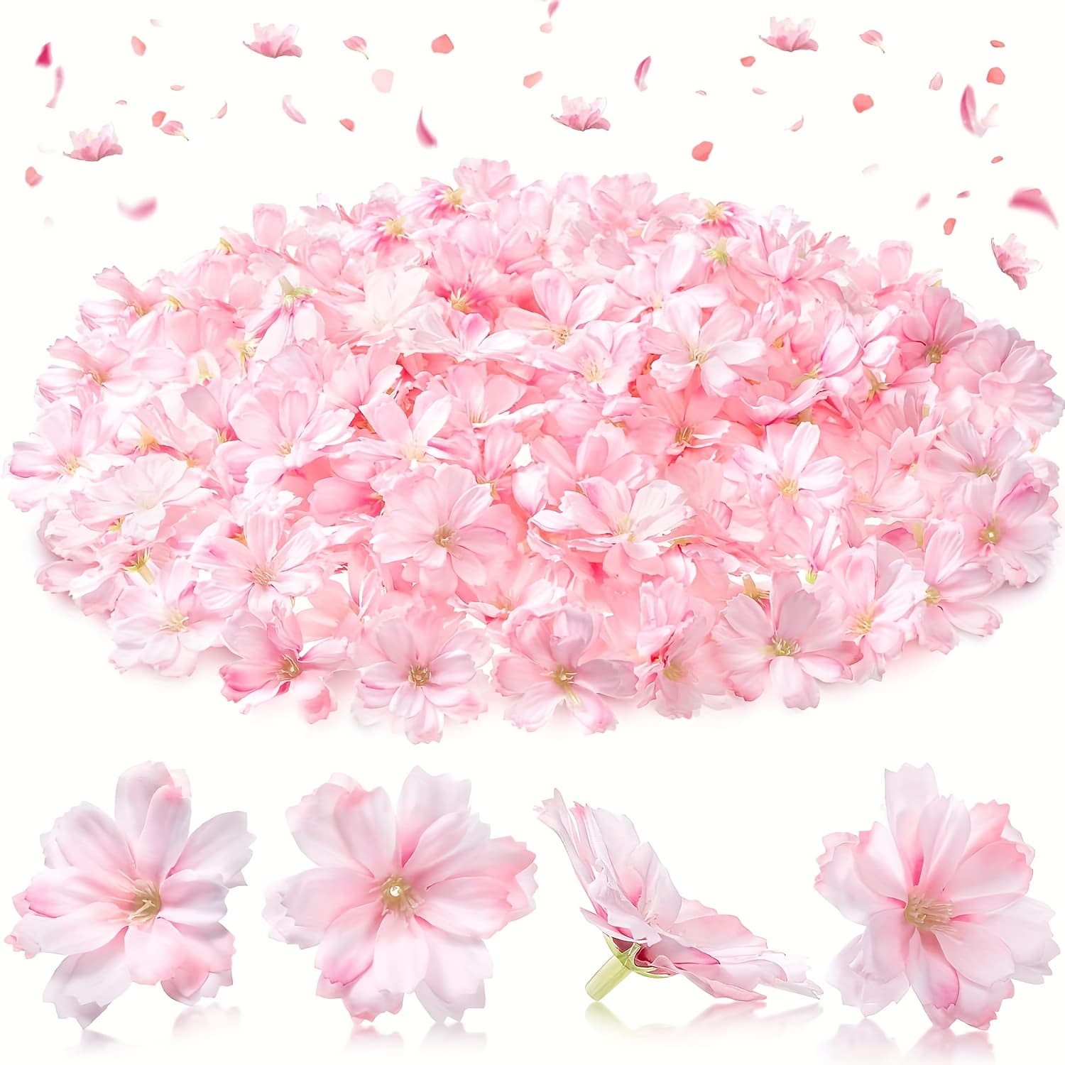 TEMU 30/50pcs Handmade Flower Head Artificial Silkyy Plum Head Suitable For Wedding Party Marriage Car Shoes And Hats