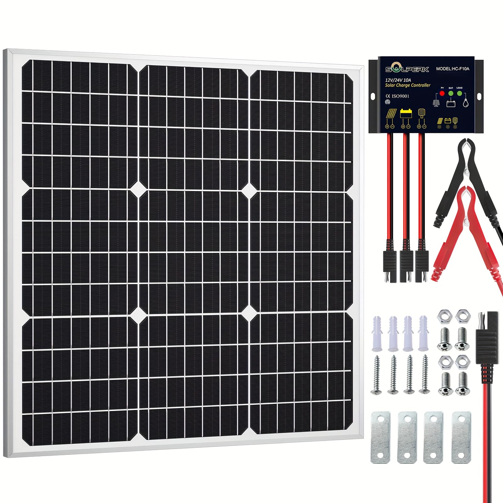 TEMU 50w 12v Solar Panel Kit, Solar Battery Trickle Charger Maintainer With Upgrade Controller For Boat Car Rv Motorcycle Marine Automotive (without Mounting Bracket)