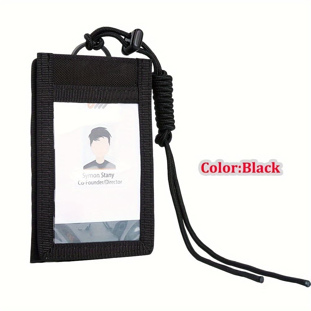TEMU 1pc Id Card Holder, Hook Loop Patch Badge Holders, Outdoor Travel Pouch Pen Purse And Nylon Lanyard Credit Card Organizer Name Tag Cases