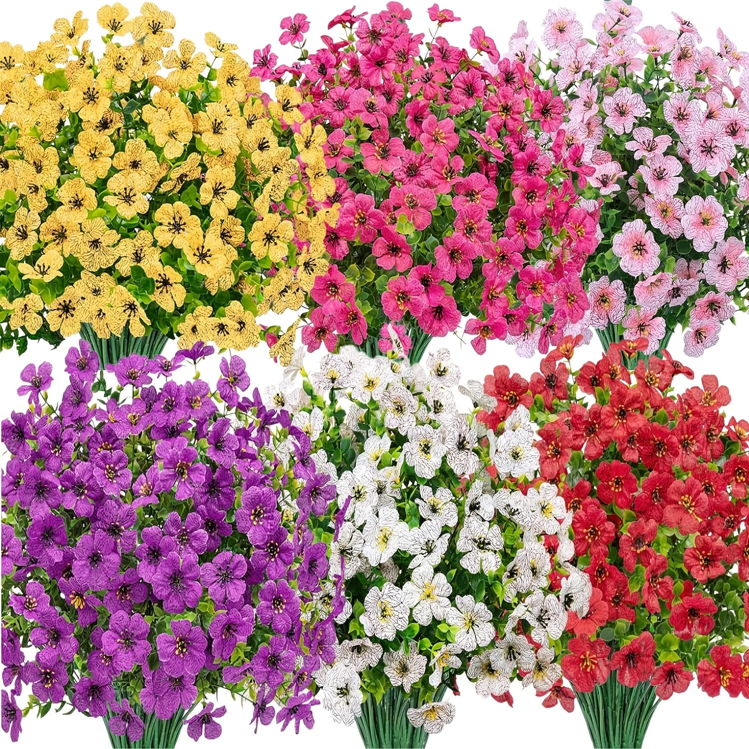TEMU 30pcs Artificial Flowers, Outdoor Fake Plants, Uv-resistant Simulation Plastic Plants, Suitable For Spring Summer Garden Porch Window Sill Flower Pots Home Indoor Outdoor Decor, Mixed Style