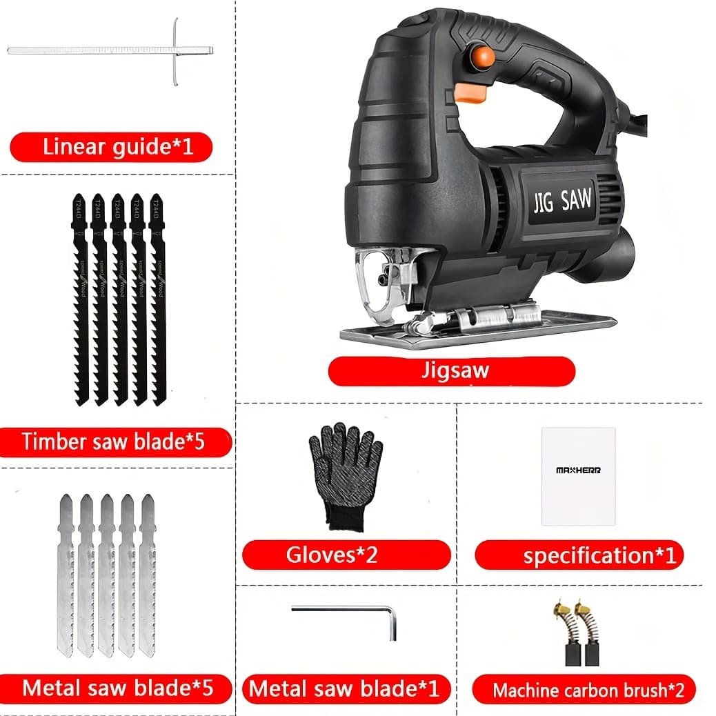 TEMU Attached Blade Woodworking Jigsaw Variable Speed Jigsaw Portable Jigsaw Electric Scroll Saw Saber Saw Electric Curve Saw Roped Jig Saw And 6 45 Degree Cuts Rope Motor