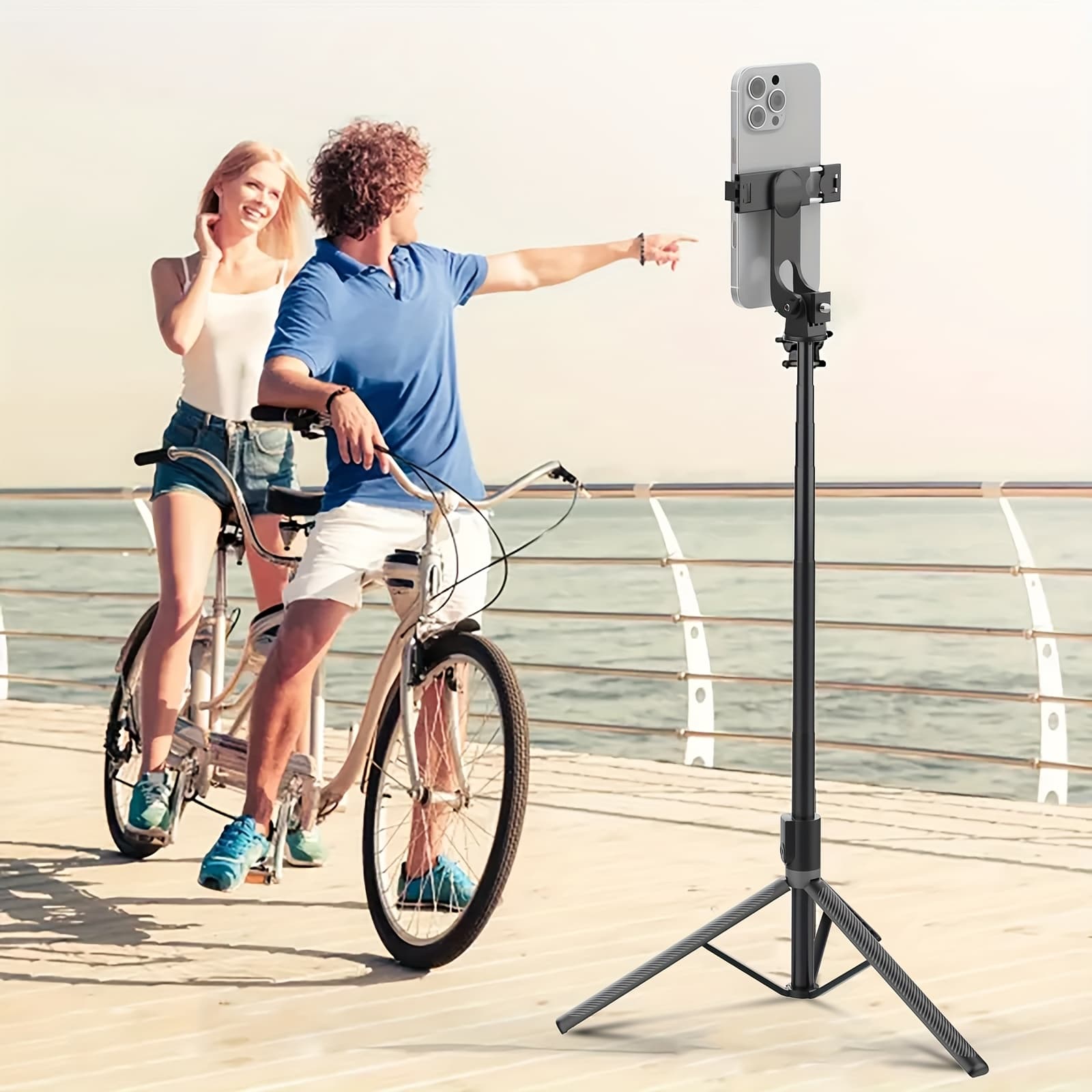 TEMU 72" Retractable Tripod Selfie Stick For Iphone, Cell Phone Tripod Aluminum Stand With Wireless Remote Control And Detachable Phone Holder, Portable Cell Phone Tripod For Iphone Phone And Camera