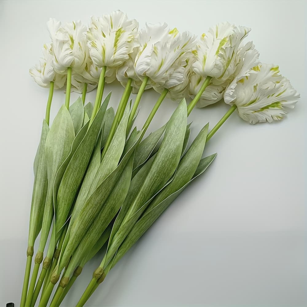 TEMU 10- Artificial White Tulips, Plastic Faux Flowers For Home Decor, Wedding & Valentine's Day Photography, Non-electric Fake Floral Arrangements