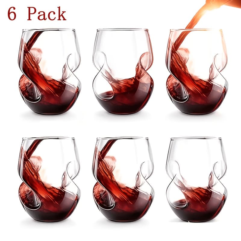 TEMU 4/6pcs, 17oz/503ml Wine Glasses, Stylish Curved Design, Portable Travel Wine Additions, Red Wine Glasses, Iced Coffee Glasses, Juice Glasses, Whiskey Glasses, Ideal For Home, Party, And Gift