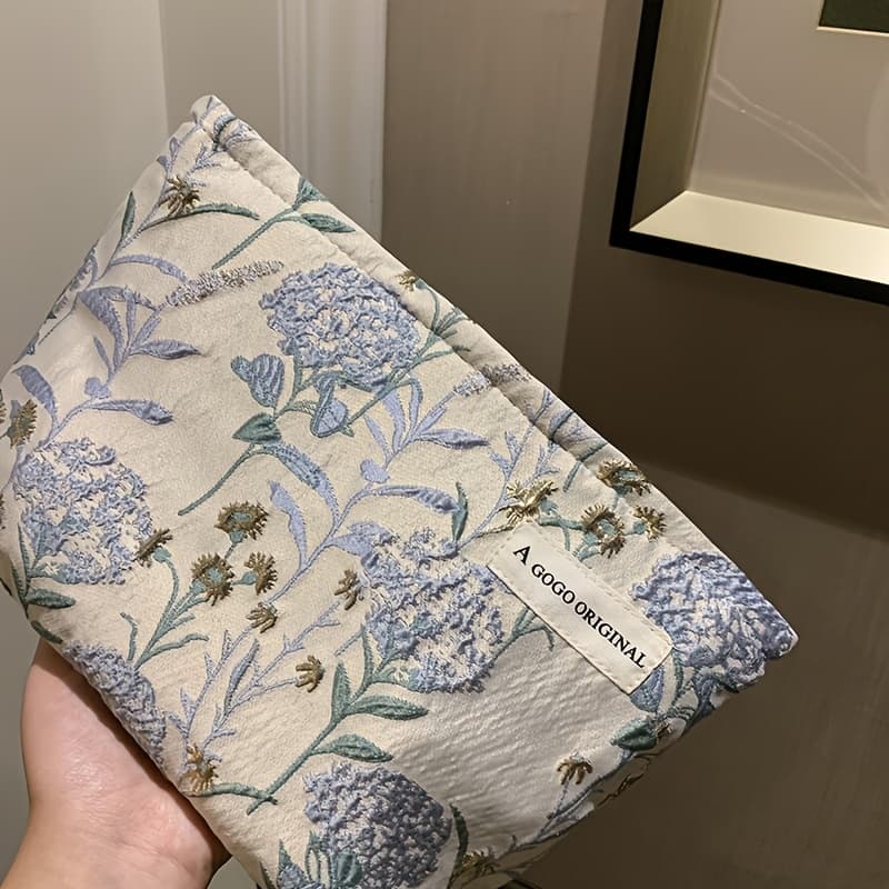 TEMU 1pc Dandelion Embroidery Flower Makeup Bag Portable Handheld Casual Storage Coin Purse Travel Skincare Storage Bag Large Capacity