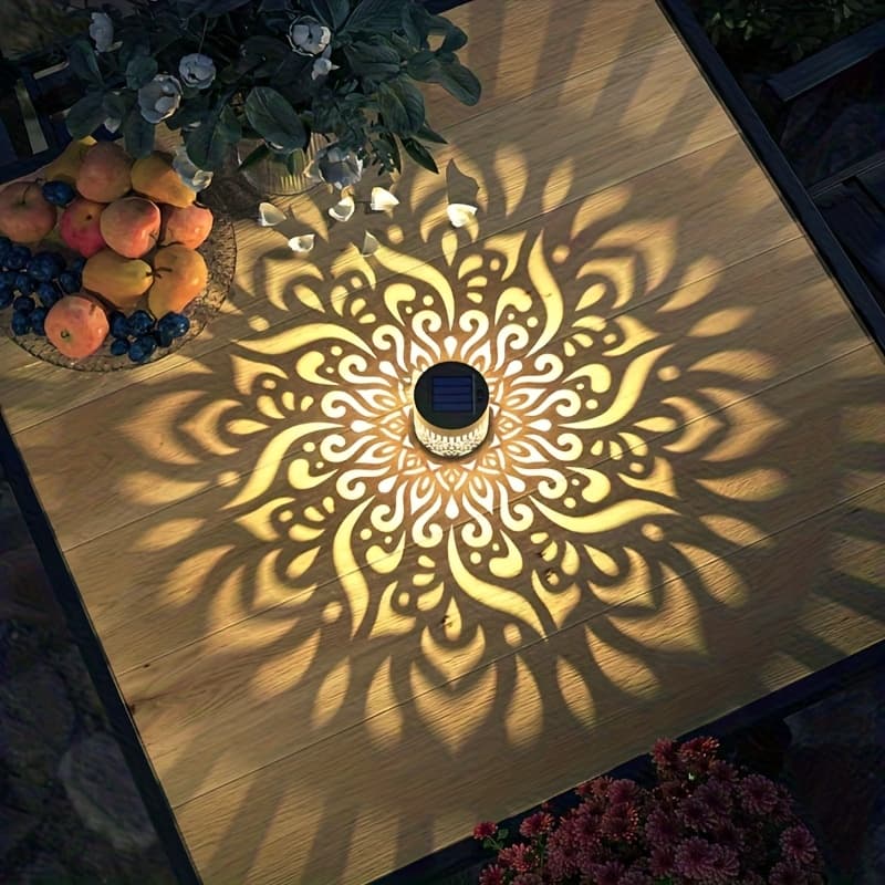 TEMU 1pc Solar Fence Lights, Ip65-rated Durable Metal Solar Outdoor Patio Step Wall Lights, Mandala-themed Fence Lights, Suitable For Garden Posts, Patios, Backyards, And Christmas Decorations