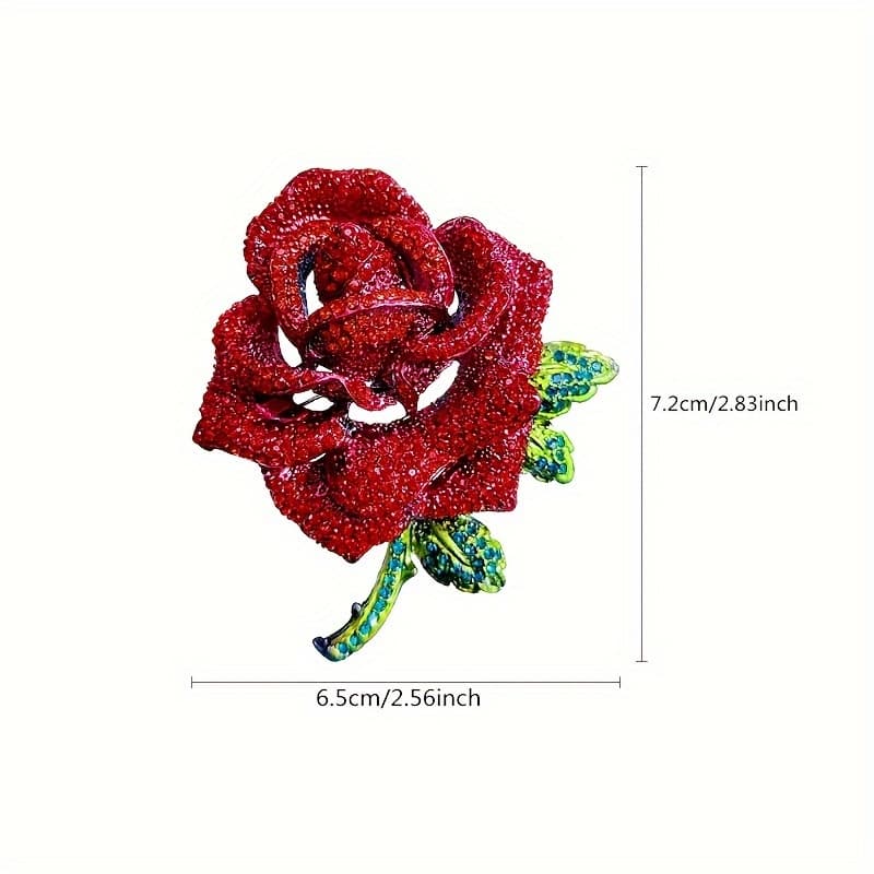 TEMU Red Rose Brooch Women's Shirt Suit Sweater Coat Scarf Shawl Dress Hat Pin Elegant Exquisite Grand Accessory