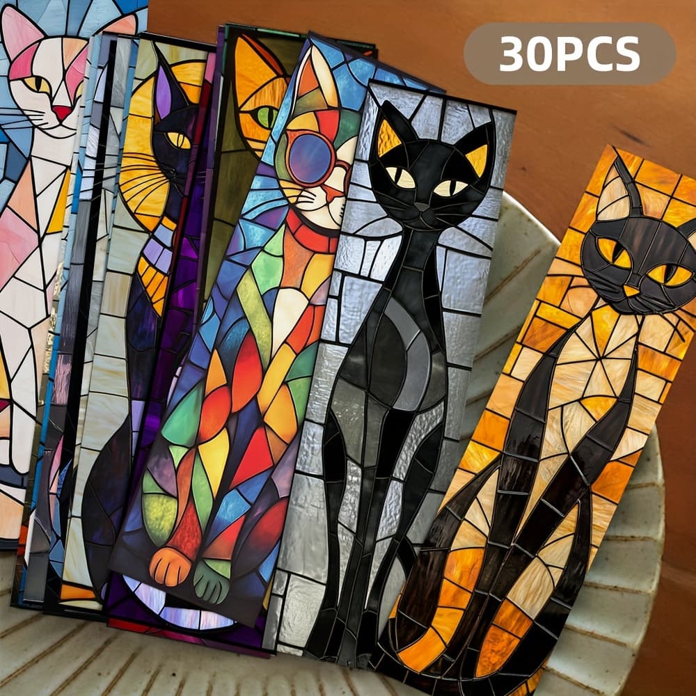 TEMU 30 Elegant Cat Bookmarks Book Decoration Cards Reading Note Cards Handbook Decoration Paper Bookmarks