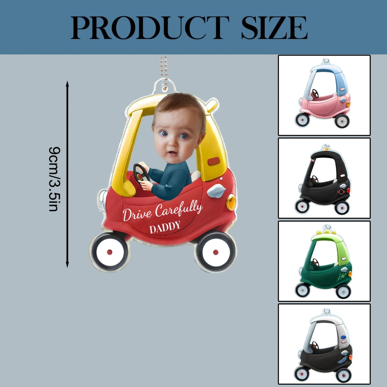 TEMU 2d Flat, 1pc Personalized Custom Photo And Text Car Ornament, Drive Car Hanger, Drive Daddy/mommy, Car Decor, Gift For Dad/mom, Drive , Car Ornament, , Ideal Gifts For Family, , For