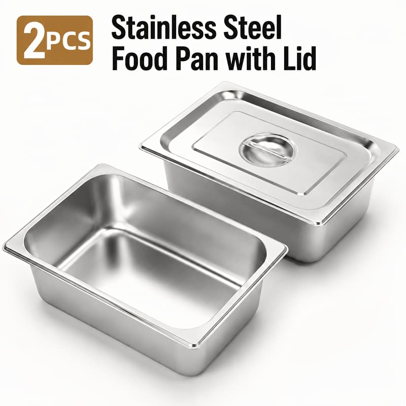 TEMU 2pcs Stainless Steel Lidded Dinner Plates, Commercial Buffet Plates, Restaurant Serving Trays, Electroplated Square Dishes, Food Pans, Takeaway Display Boxes, Cooking