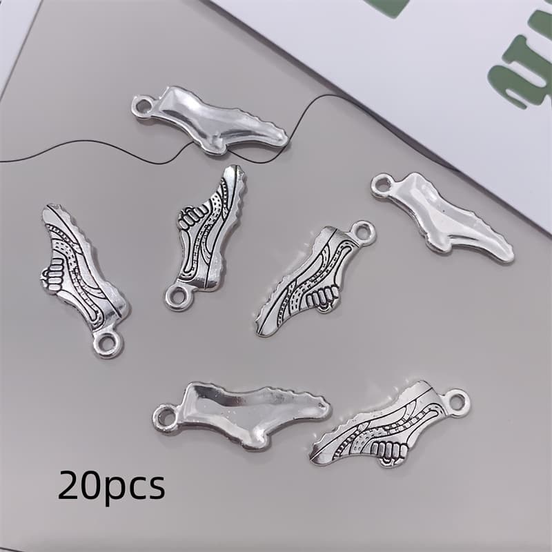TEMU 20pcs Vintage Sneakers Charms, Pendant For Making Bracelet Necklace Earrings Purse Zipper Pull Perfect Accessories 24x8mm