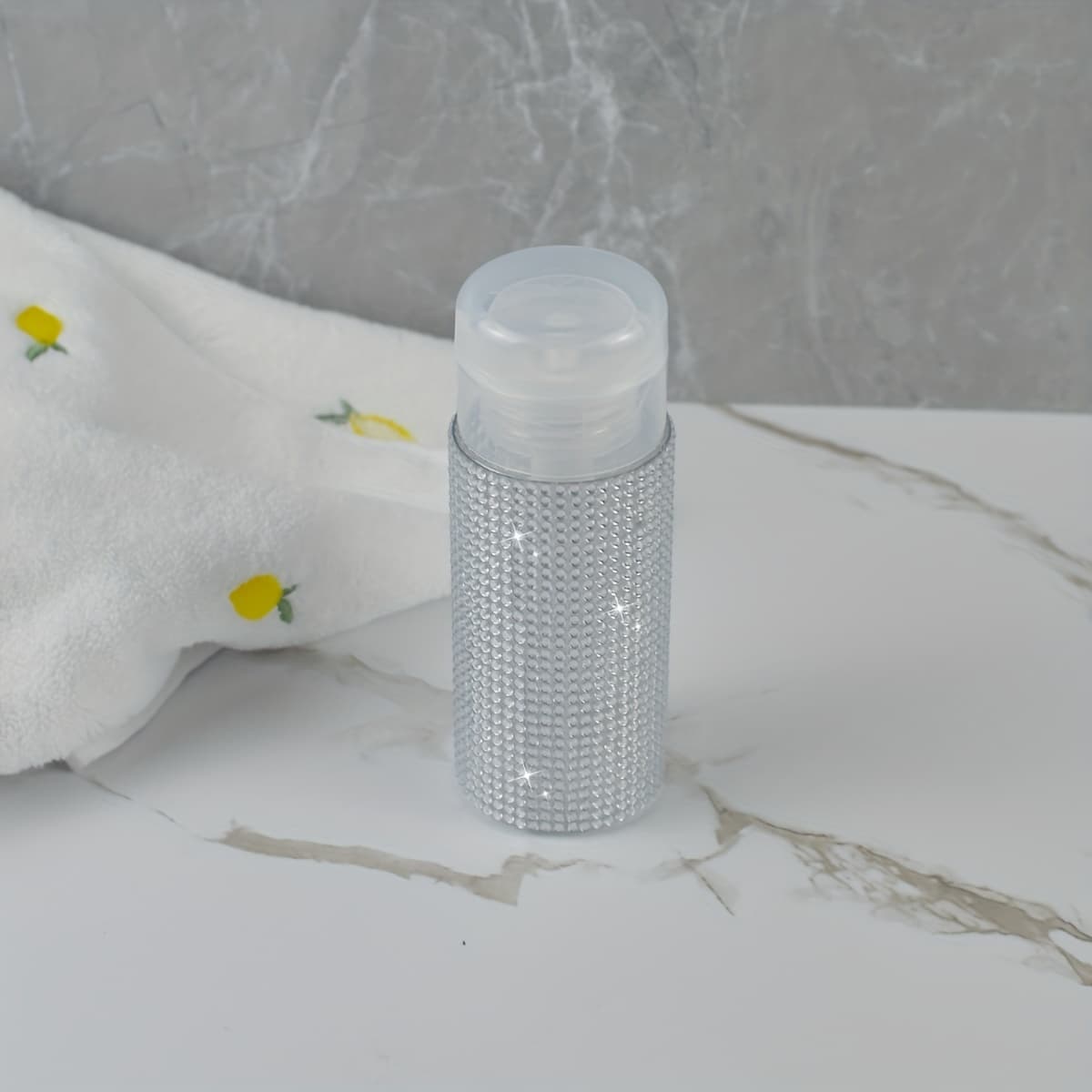 TEMU 1pc 150ml Press Empty Bottle Toner Makeup Remover Nail Solution Bottle Inlaid Diamond Bottle
