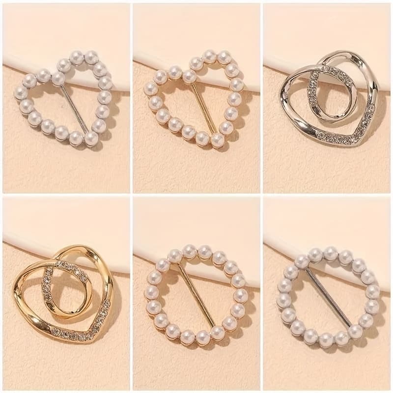 TEMU 6pcs Color Random Sparkling T-shirt Clips - Elegant Hollow Button Design With, Golden-tone Fasteners For Blouses, Dresses, Jeans - Formal & Everyday Outfits - Unisex Clothing Additions For