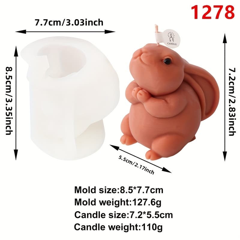 TEMU Long-eared Rabbit Silicone Wax Mold For Making Candles Easter Bunny Candle Mold Soy Wax Candle Plaster Decorating Mold