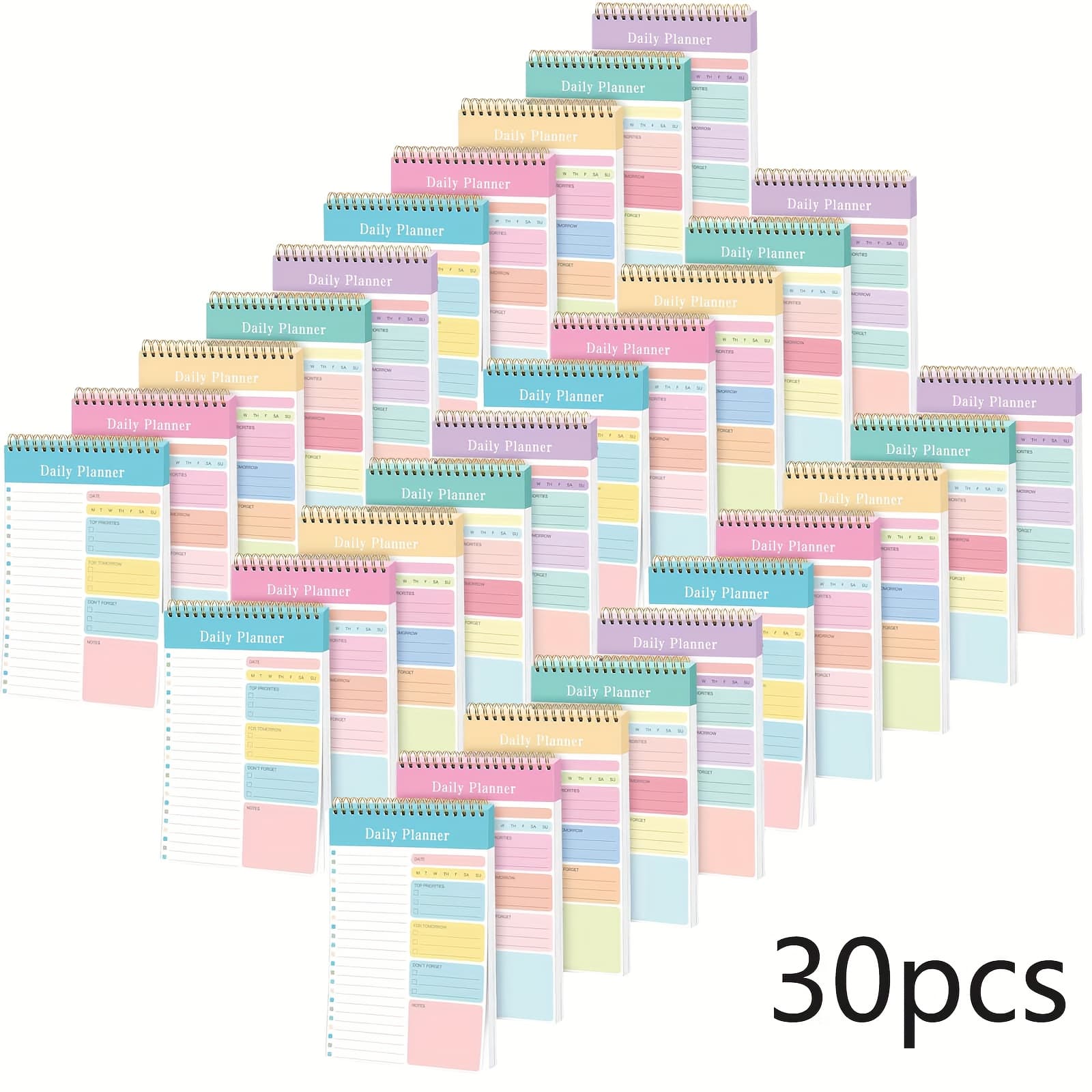TEMU 5pcs Set/30pcs Set Of Daily Plan Spiral Notebook-a5 Size, With Transparent Cover, Double Coil Binding, To-do List, Student Diary, Schedule, Academic Planning, Back To School