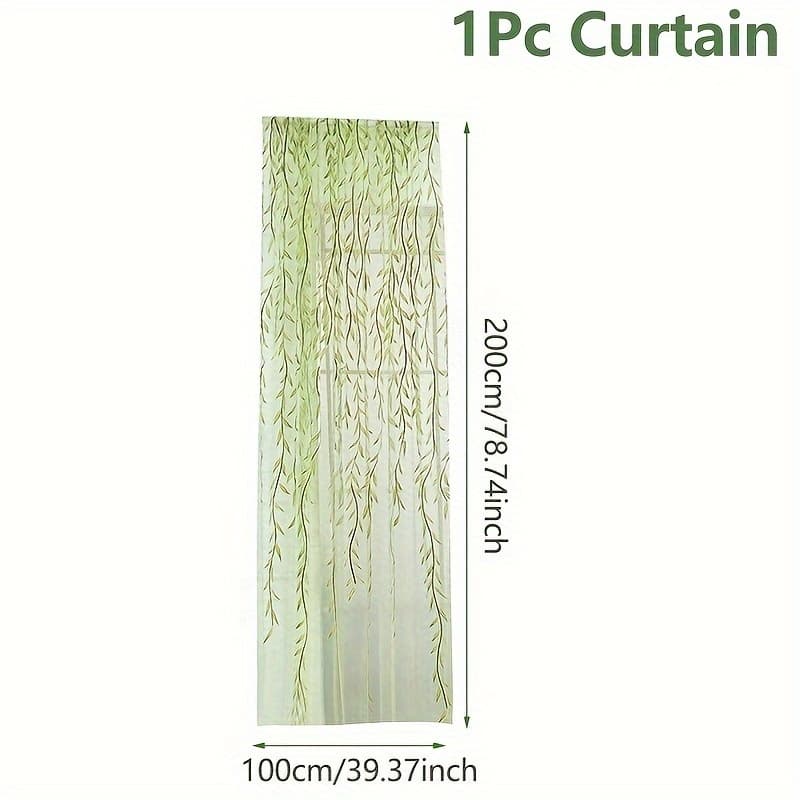 TEMU 1pc Green Curtain - Glass Yarn Forest Theme Semi-transparent 200x100cm, 100% Polyester Hanging Window Ornament For Weddings, Birthdays, Showers, Photo Booth Backdrop & Party Decor