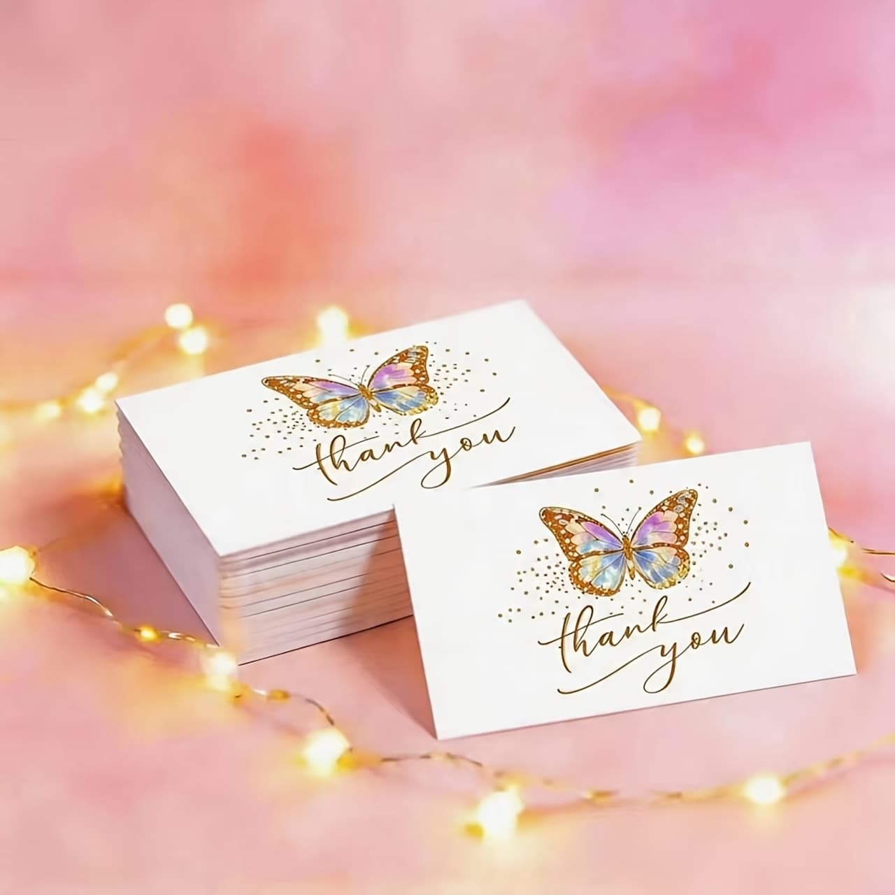 TEMU 52pcs Luxurious Thank You Cards, Featuring Golden And Exquisite Hand-written Font, Suitable For Conveying Warm Appreciation To During , Ideal For , Father's Day, Holidays