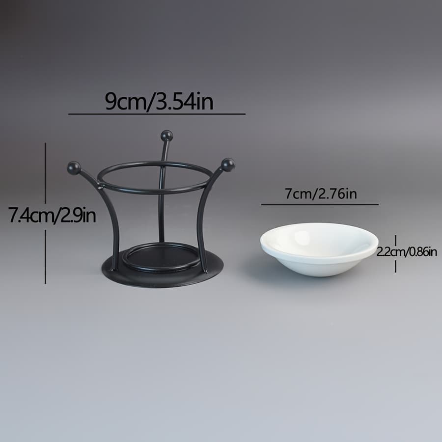 TEMU Black Metal Candle Holder & Essential Oil Burner - Ceramic Tea Light Wax Melt Warmer With Diffuser, Sturdy For Scented Candles, Perfect For Kitchen And Dining Decor, Tea Light Candle Holder