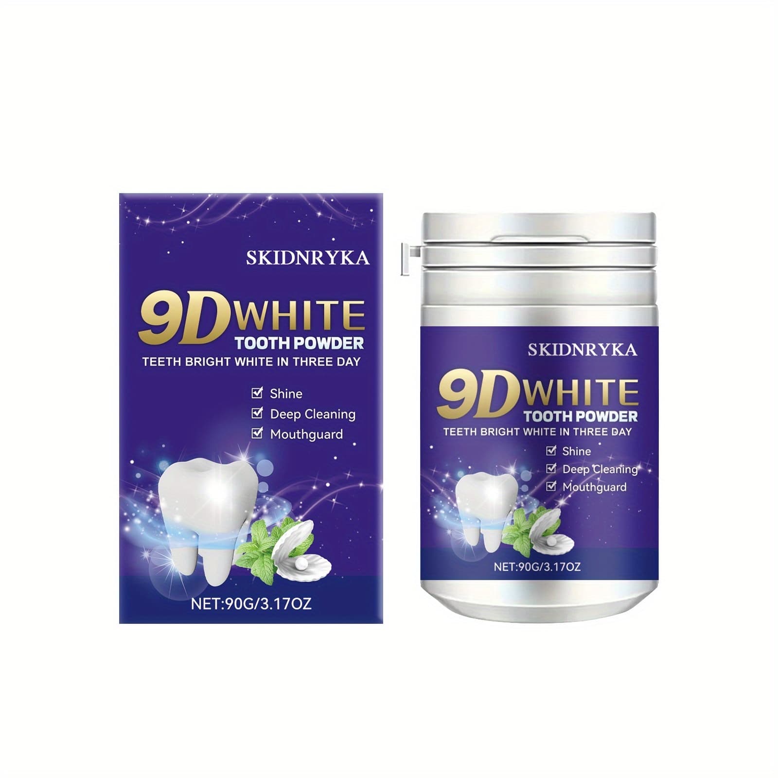 TEMU 90g Teeth Cleaning Powder, Mint Flavor, Cleanses And Whitens Teeth, Breath, , Essential For Oral Care, Home Oral Care, Portable, A Must-have For Travel, A Gift For