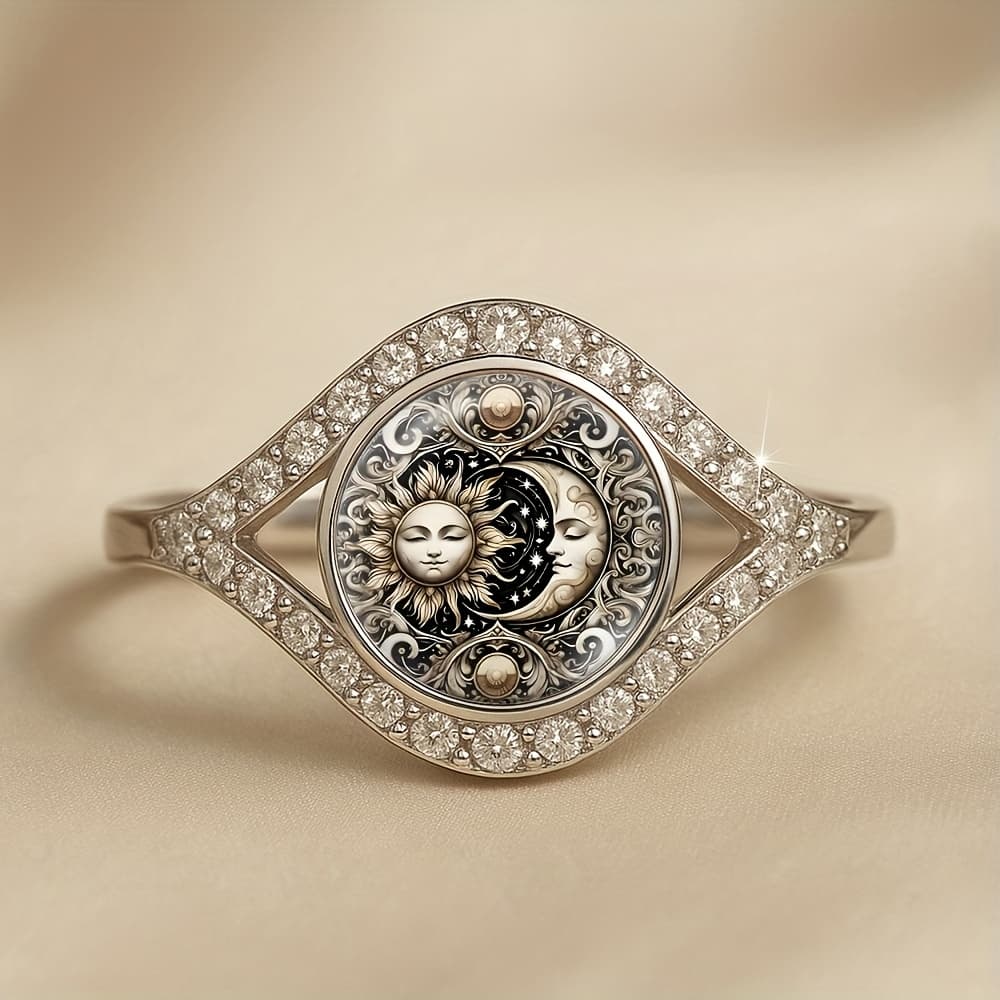 TEMU Shining Like The Sun And The Moon, Exquisitely Decorated Rings, Exquisitely For Fashionable Wear, Ideal Gifts And Fashion Trends, For Teenager