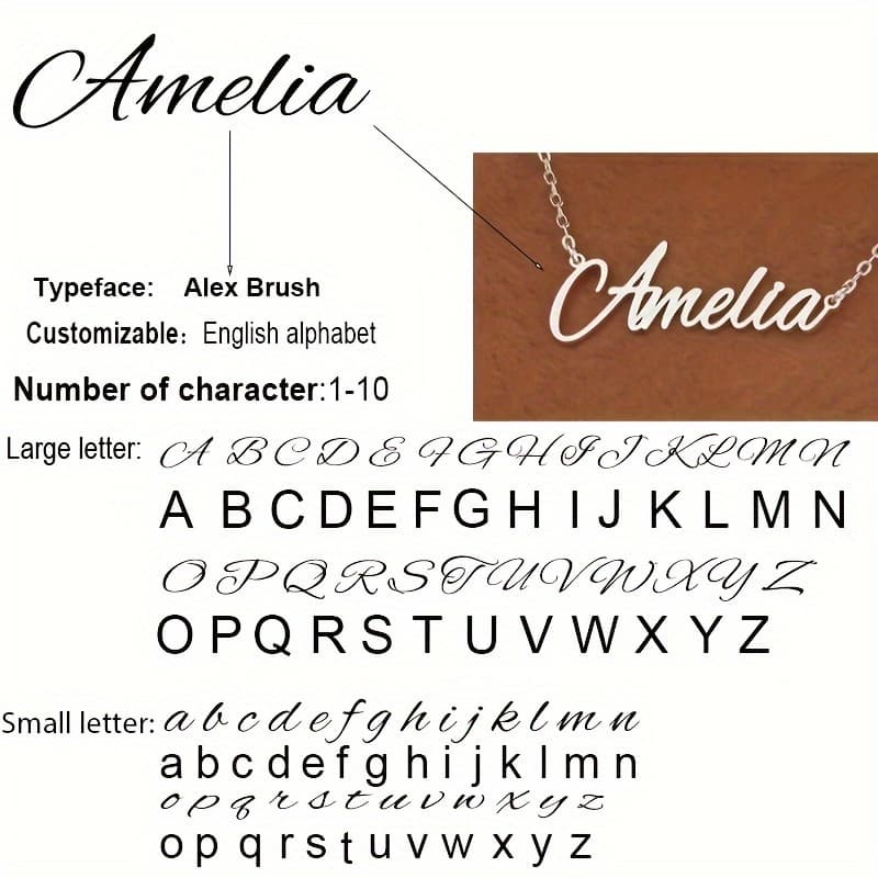 TEMU Elegant Handcrafted Script Name Necklace, Silver Plated 304 Stainless Steel, Personalized Signature Pendant For Women, Ideal For Party & Gift-, Valentine's Day Accessory