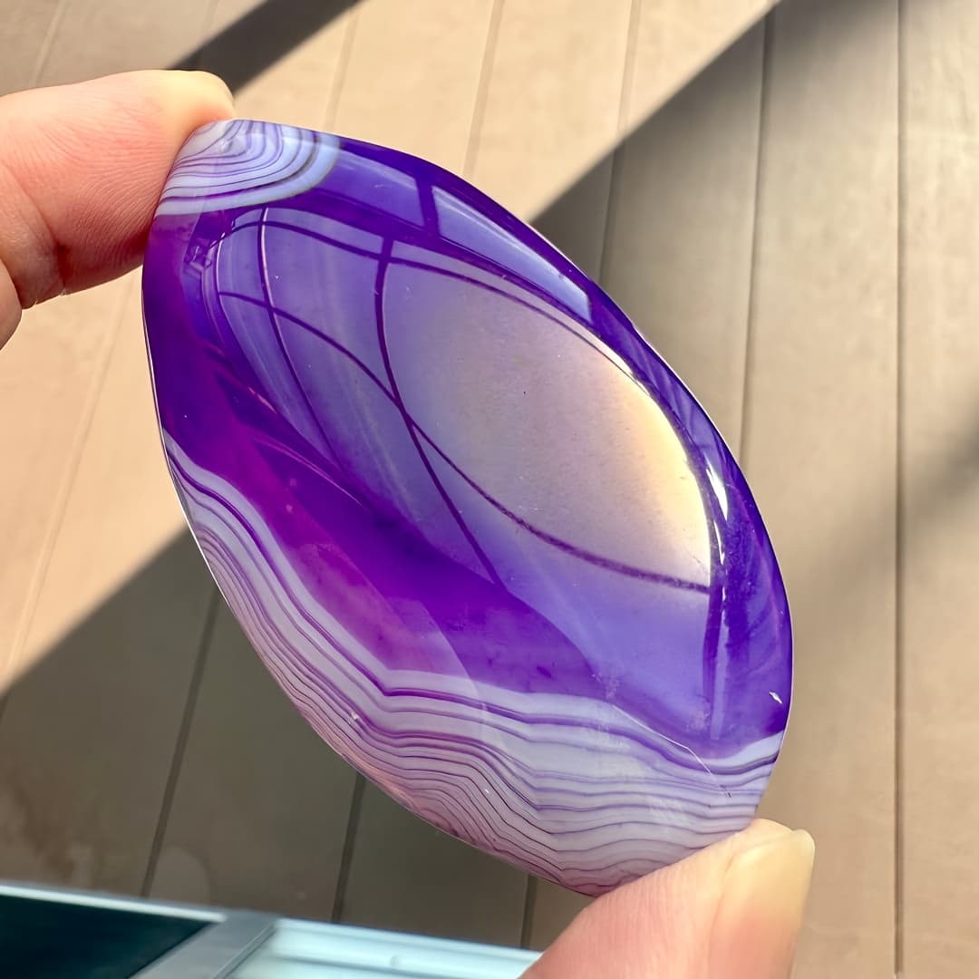 TEMU Purple Striped Agate Crystal Quartz Polished Stones, Purple Agate, - Assorted Patterns, Perfect For Jewelry & Additions, , Jewelry Making, Home Decoration