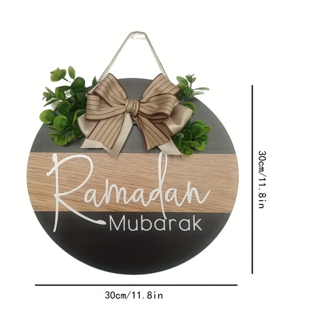 TEMU Eid Home Decoration Wreath, Ramadan Festival Decoration Wooden Sign, Wooden Wreath Welcome Door Decoration, Suitable For Indoor Outdoor Garden Porch Balcony Decor, Eid Gift
