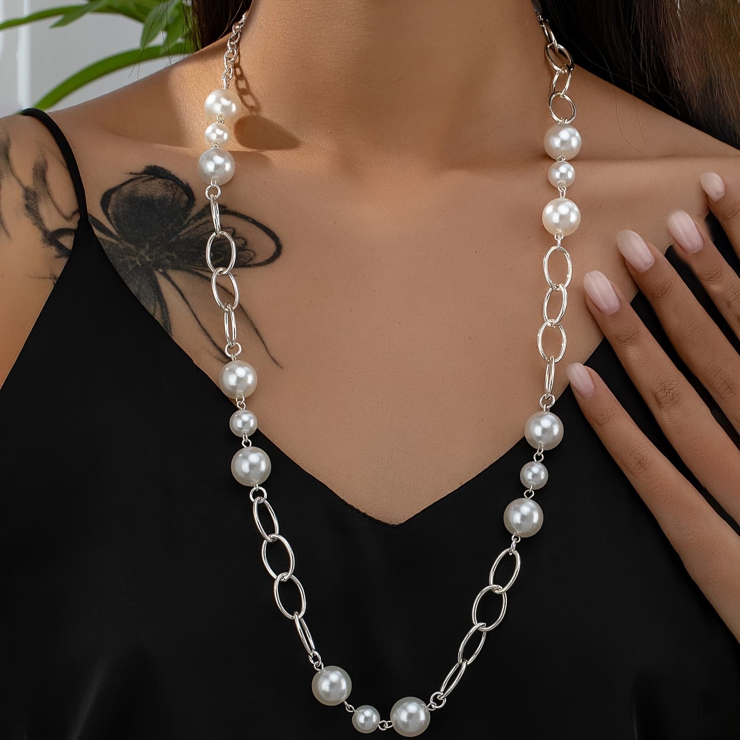 TEMU 1 Bohemian Fashion Elegant Luxury Women's Long Necklace Sweater Chain, Suitable For Vacation, Party, And Daily Wear