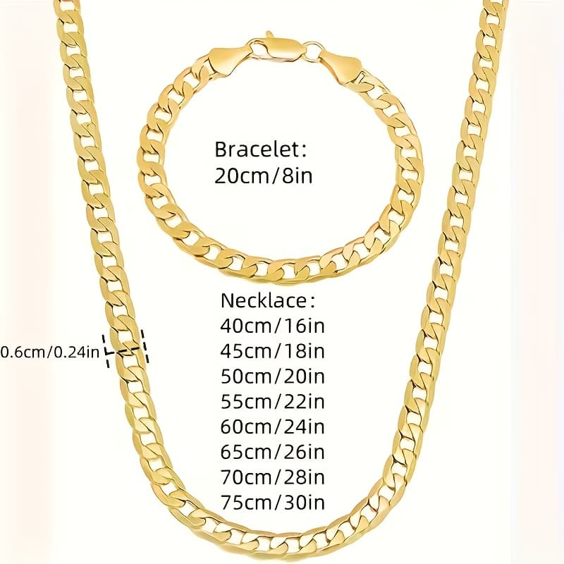 TEMU 1 Wristband And 1 Necklace Europe And America Popular Men And Women's Trend Cuba Chain Nk Chain Steel Jewelry Set Rock And Roll Hip Hop For Festival Wear