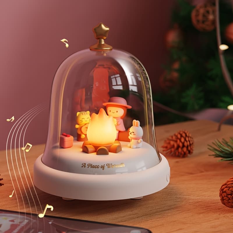 TEMU 1pc Of Small Flame Music Box Night Light, Mini Decorative Light, Usb Charging And Plug-in , Suitable For Ornaments In Multiple Scenes, Exquisite Gifts For Birthdays And Many Other Festivals..