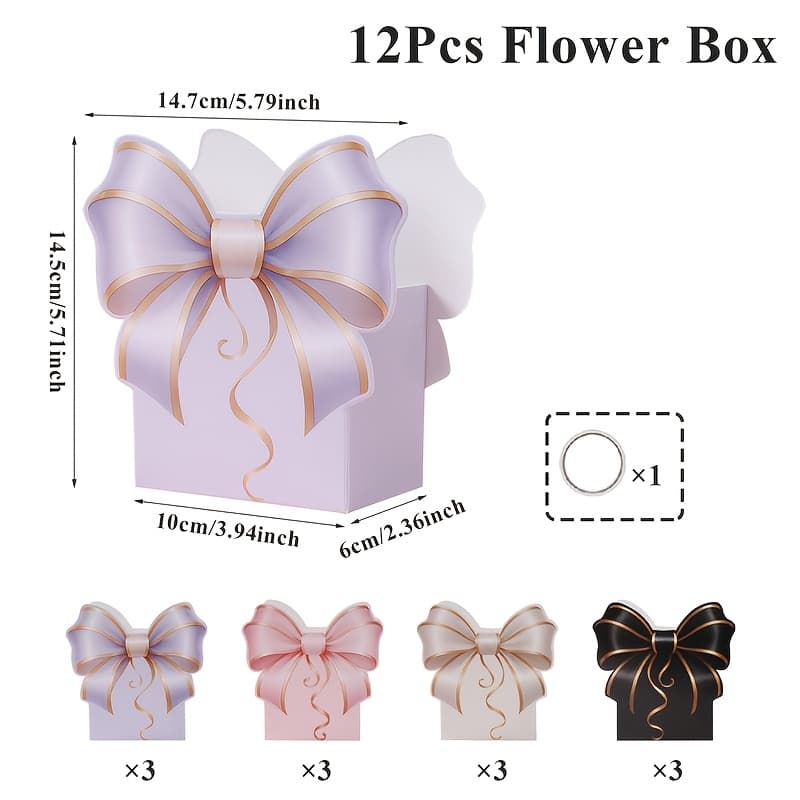 TEMU 12pcs, Bow Flower Boxes Gift Boxes, Bowknot Bow Paper Flower Boxes Party Gift Boxes Centerpieces Ornament, Perfect For Christmas, Tea Party, Wedding, Baby Shower & Birthday Party Table Decoration