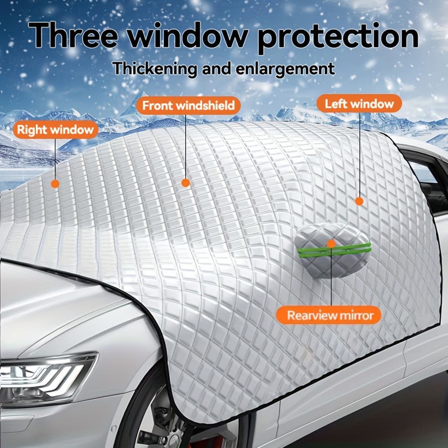 TEMU Car Windshield For Snow Cover Protection For Snow, Ice, Uv, Frost Wiper And Mirror Protector, Windproof Sunshade Cover For Cars, Compact Suv Sunshade Cover For Cars Windshield