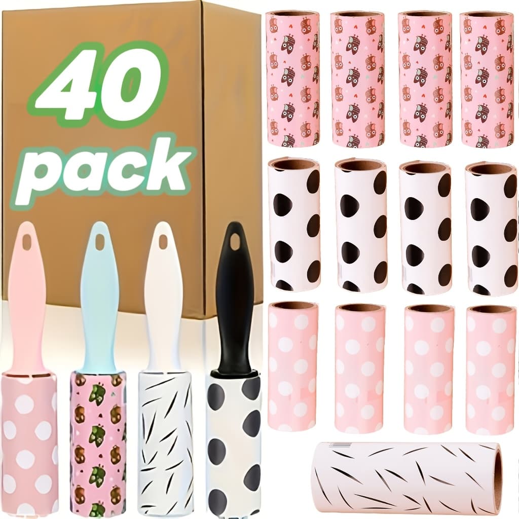 TEMU Set Of 40 Lint Roller Refills, Compact Lint Remover For Pet Fur, Cleaning , Super Sticky And Easy-to-tear Lint Rollers For Clothing, Furniture, Carpets, And Removing Hair