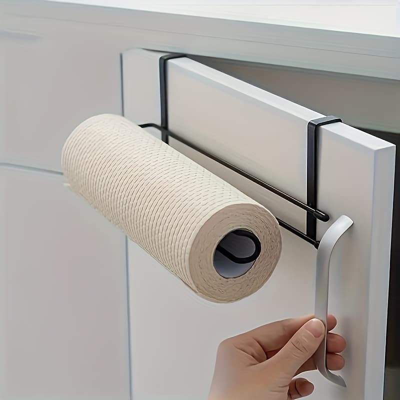 TEMU Black Metal Tissue Holder - Wall-mounted, No Drilling Required, Suitable For Organizing Kitchens And Bathrooms