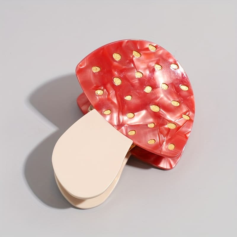 TEMU 1pc Delicate And Fashionable Watermelon Cherry Mushroom Acrylic Hair Clip - Cute, Simple, Compact, Color , Suitable For Birthday Gifts Valentine's Day New Year's Party Accessories