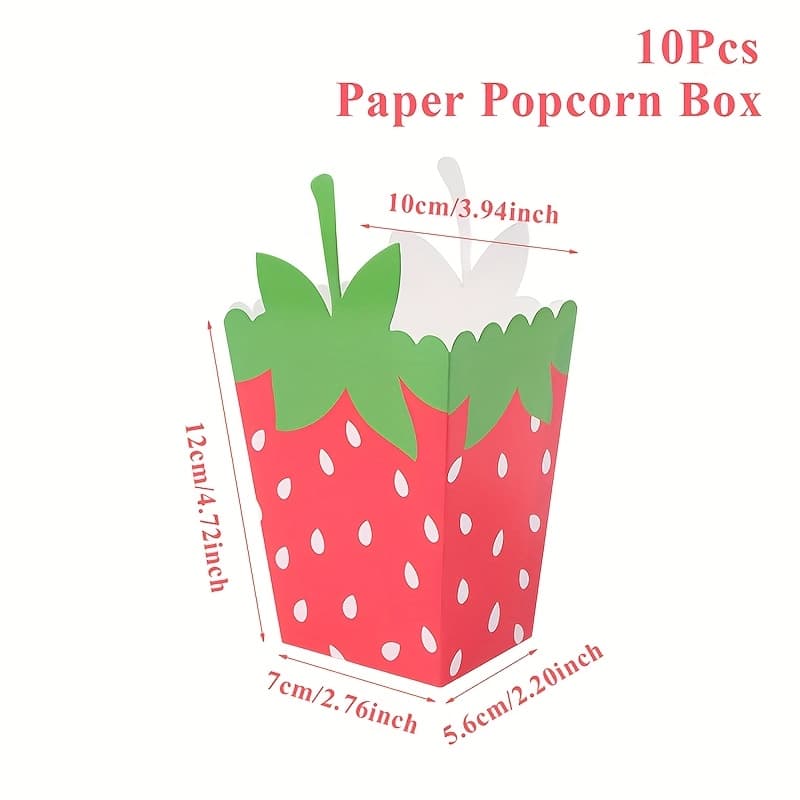 TEMU Gift For Her/him 10pcs, Strawberry Theme Paper Popcorn Box, Boxes, 1st Birthday Party Supplies, Baby Shower Party Packaging Boxes, Party Favor, Wedding Bridal Anniversary Party Decoration