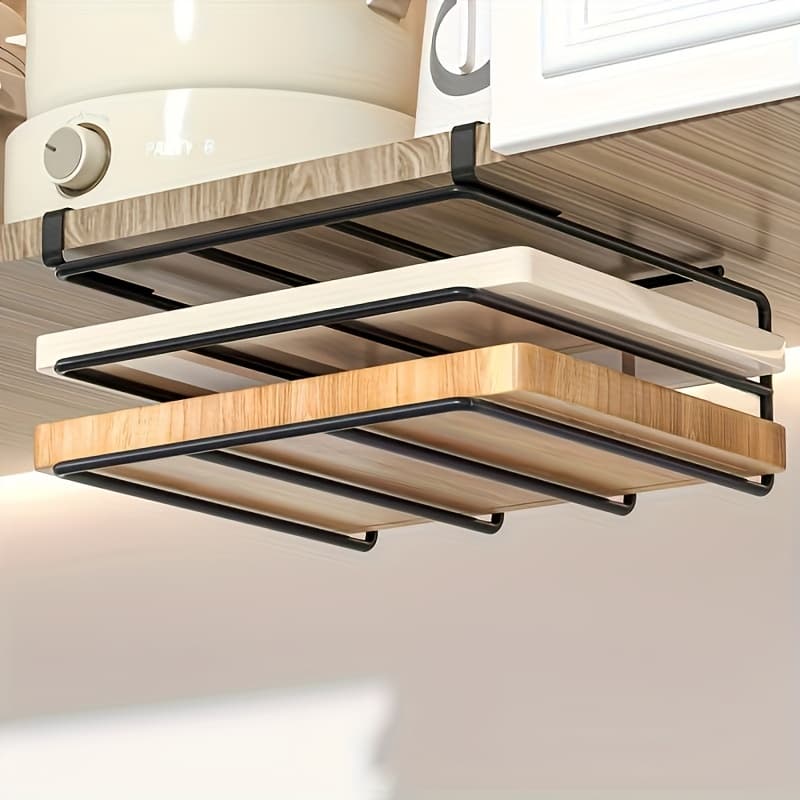 TEMU Stainless Steel Under Cabinet Storage Rack For Cutting Boards, Paper Towels, And Pot Covers - And Organization - 1pc, Practical Storage Rack Storage And Organization