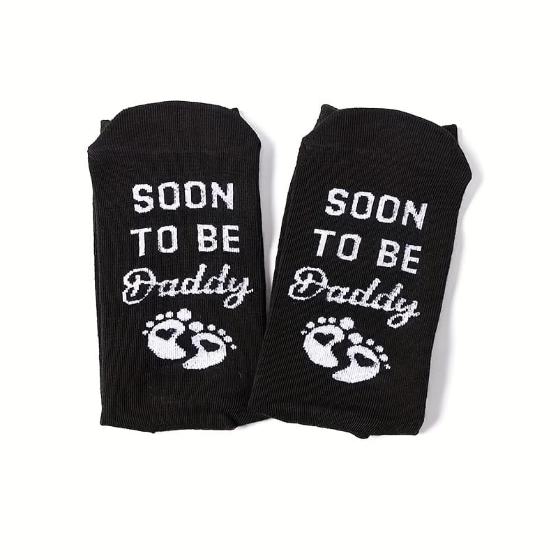 TEMU Men's Mid-calf Socks With ' Daddy' Lettering, Featuring A Comfortable, Breathable, And Stretchy Design, Suitable For All