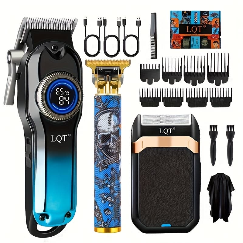 TEMU Lqt 3pcs Electric Hair Clipper Set/designed For Men/unique Graffiti Style/hair Clipper Set/beard Trimmer/portable Home Hairdressing Tools/father's Day Birthday Gift Holiday Gift/perfect Gift