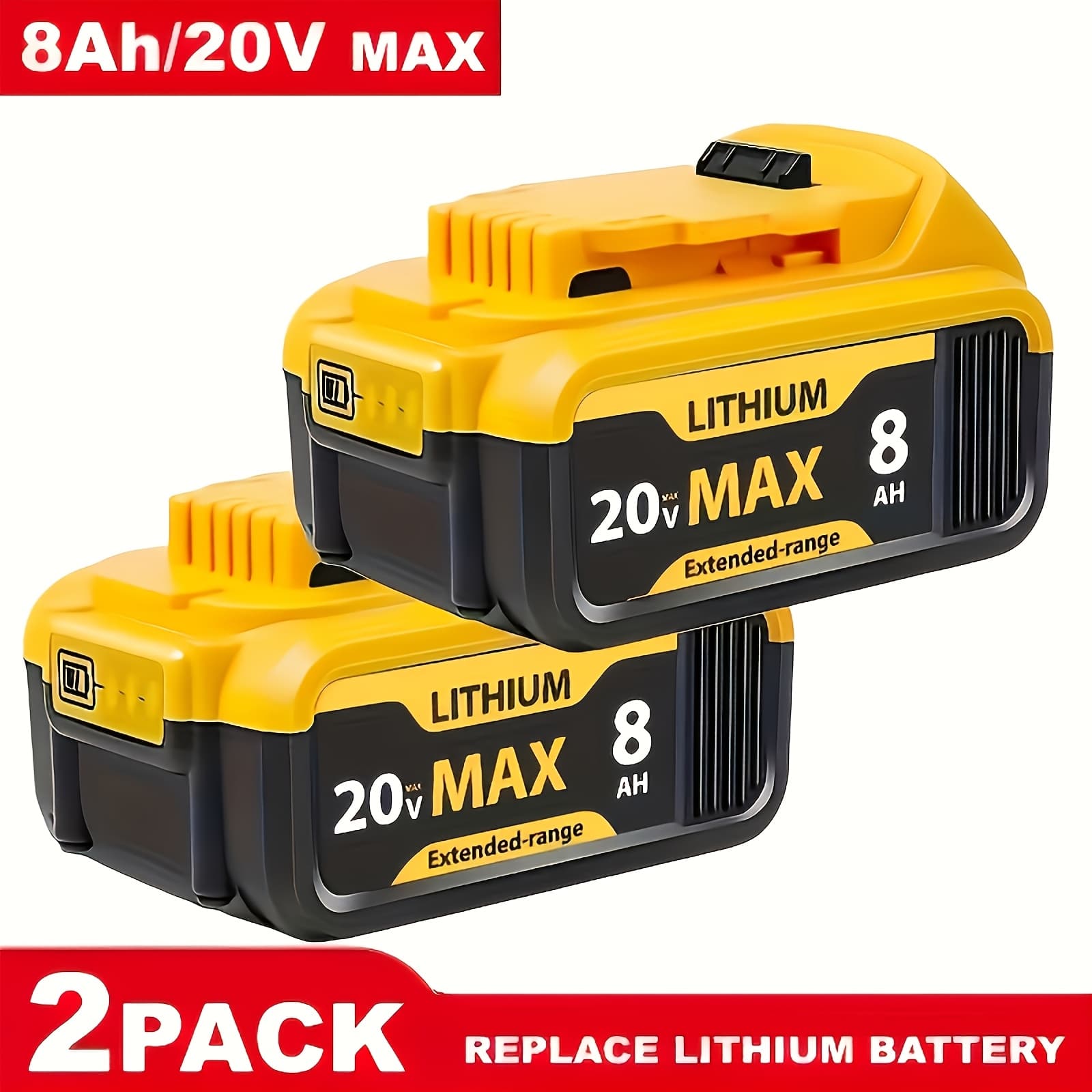 TEMU 4-pack 2-pack 8000mah Replacement For D 20v Compatible With Lithium-ion Battery Dcb200 Dcb201 Dcb206 Dcb207 Apply To D 20v Cordless Power Tools