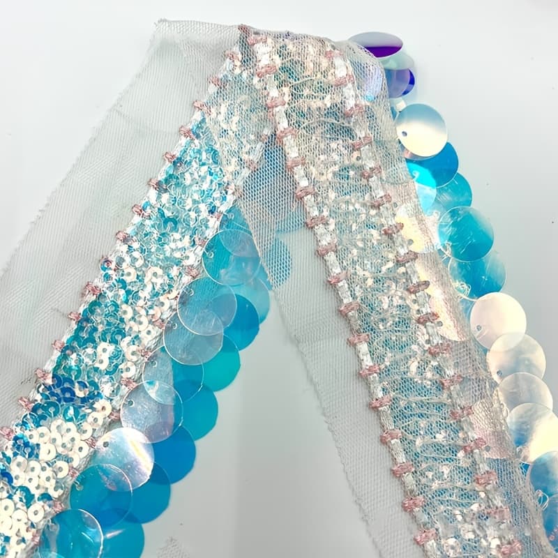 TEMU Sequin Embroidered Tulle Lace Trim. Perfect For Stage Costumes, Dancewear, And Wedding Dress Decorations
