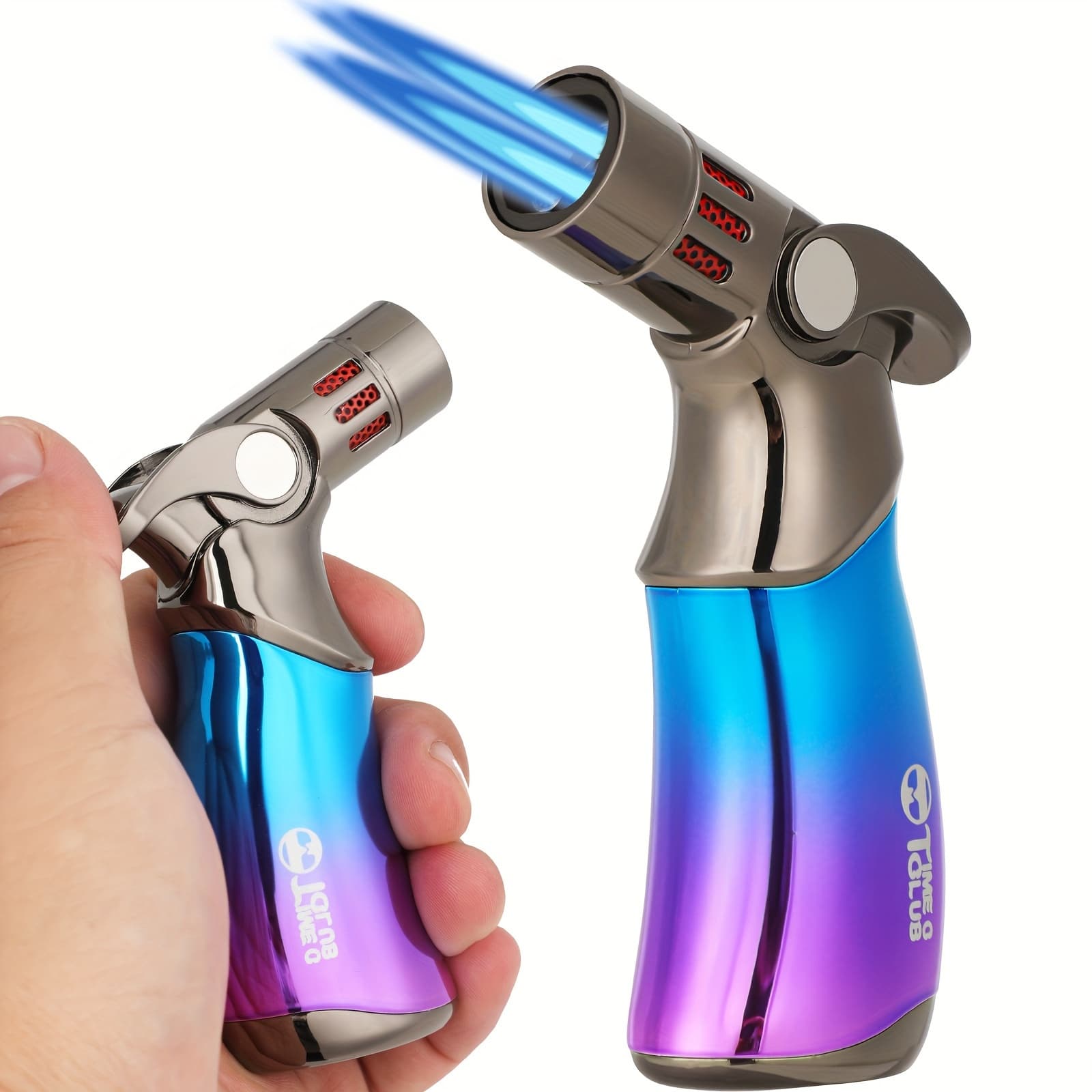 TEMU Compact Butane Torch, Small Flame Torch, High-quality 4 Flame Large Kitchen Lighters Featuring Adjustable Refillable Multi-use Culinary Torch Ideal For Creme Brulee, Baking, And Bbq (butane Gas )