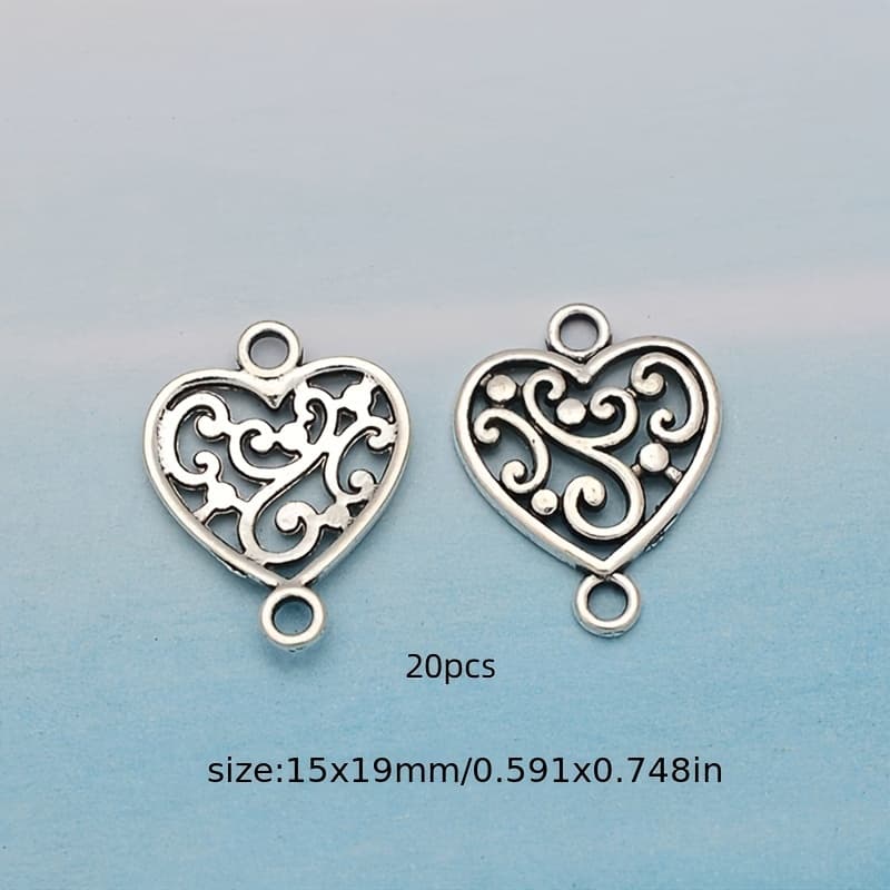 TEMU 20pcs Heart Charm Connectors Charm Pendants Jewelry Making 15x19mm