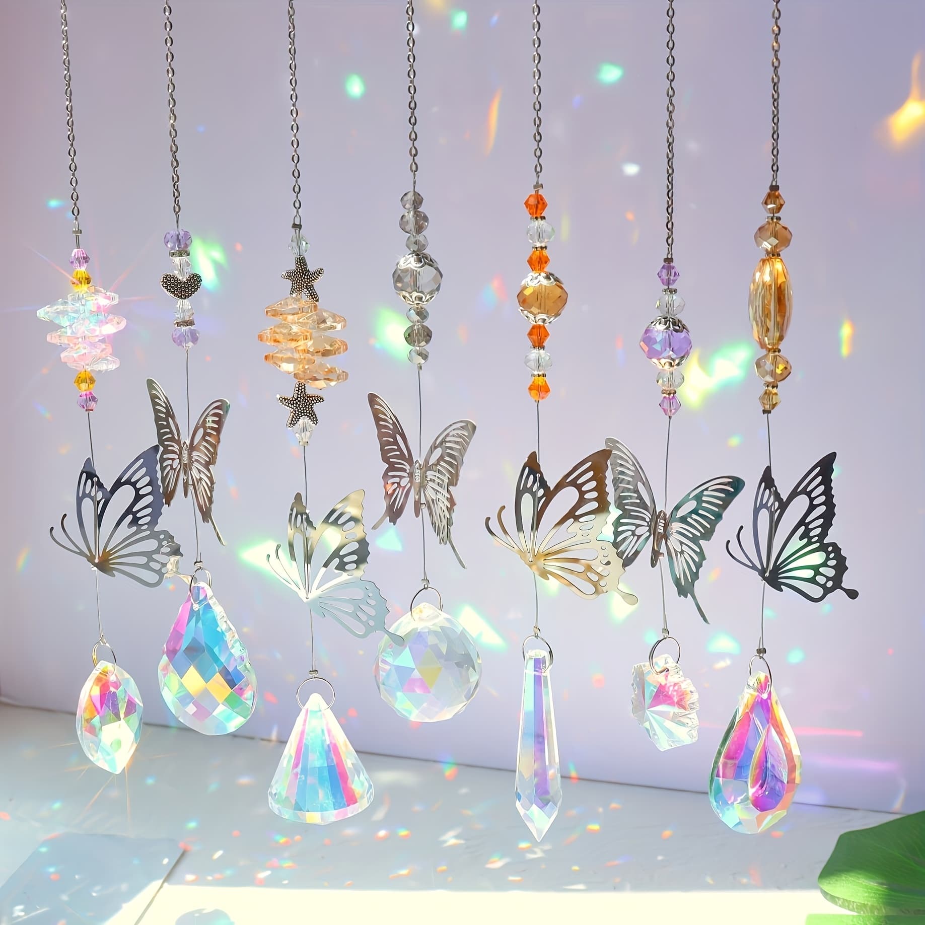 TEMU 7pcs Catcher Colored Sun Catcher Hanging Prism Garden Party Ornament