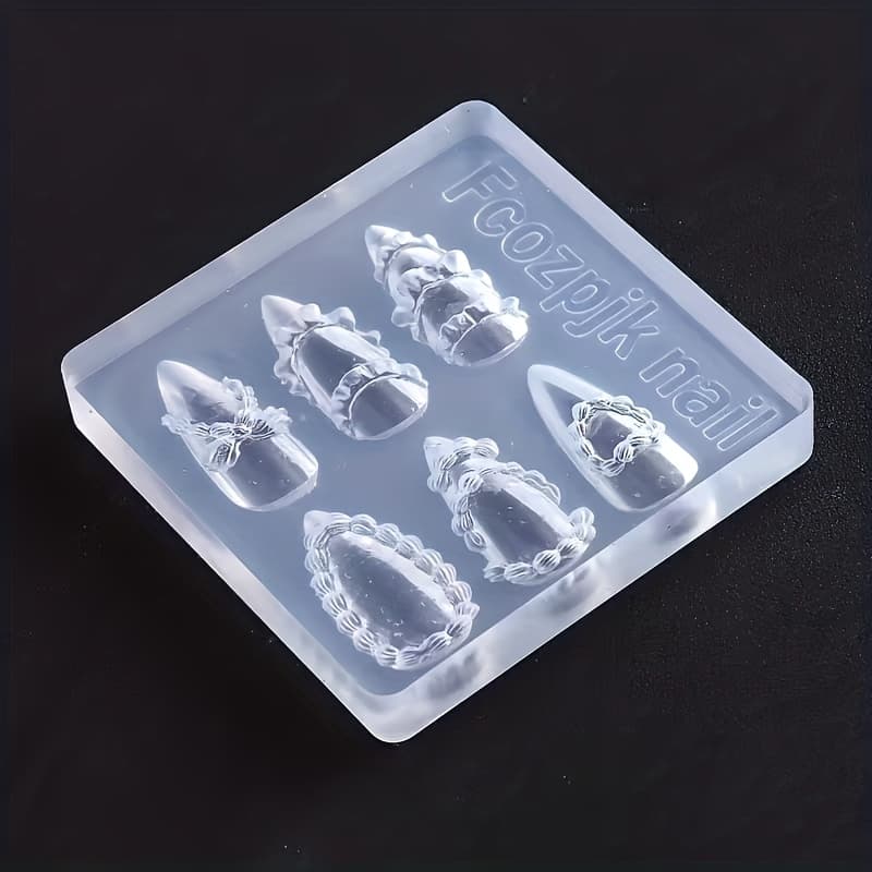 TEMU 1pc Resin Silicone Mold For Nail Skirt Silicone For Nail Carving Mold, Cute Lace Skirt Edge Bow Gel Mold, For Nail, For Nail Salon Accessory Tools, Resin Liquid Mold