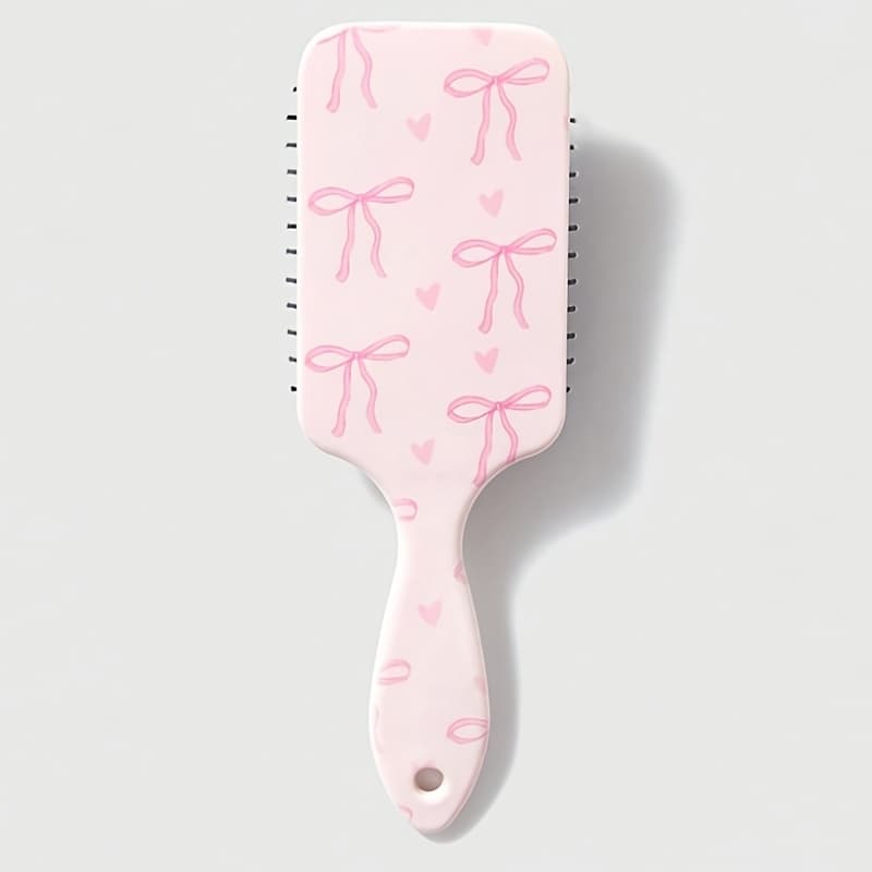 TEMU 1pc Bow Comb Leopard Print Comb Fruit Cherry Comb Kawaii Cute Cartoon Compact Air Cushion Massage Comb Hair Brush, Home Use
