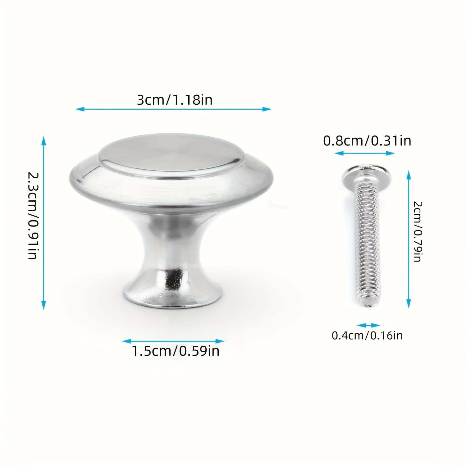TEMU 10 Brushed Stainless Steel Cabinet Handles, Kitchen Drawer Pulls, Round Door Handles, Small Cabinet Knobs, Stainless Steel Material, With Hardware Installation Accessories For Home Decoration