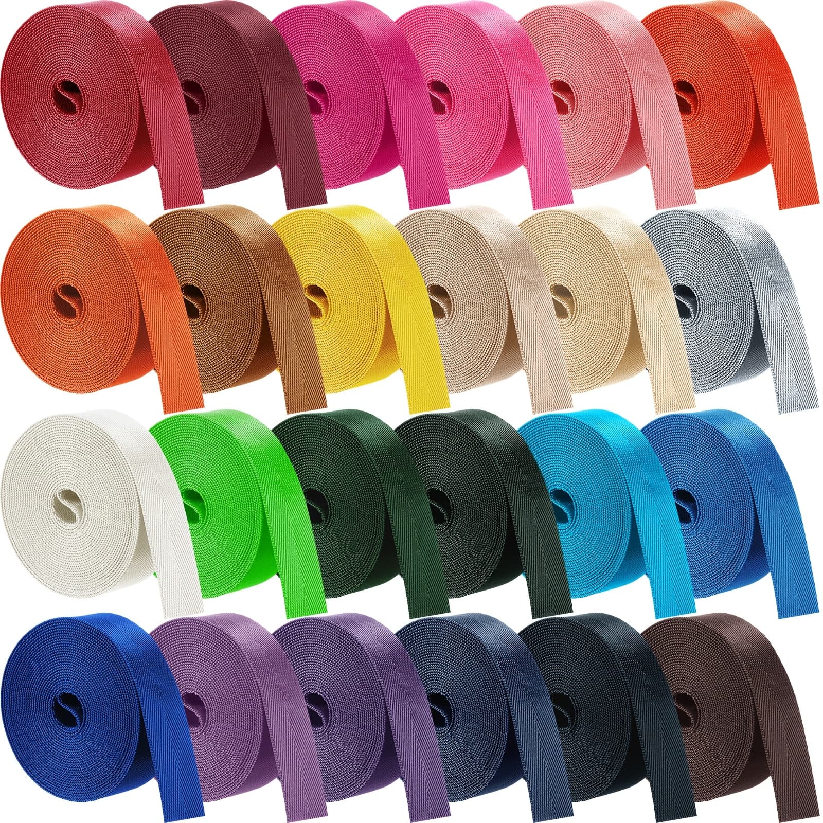 TEMU 24 Rolls Nylon Webbing 1/1.5/2 Inch Wide Heavyweight Nylon Strap 3.3 Yard 24 Colors Webbing Strap Diy Craft Gear Repair, Pet Collars, , Backpack, Gardening