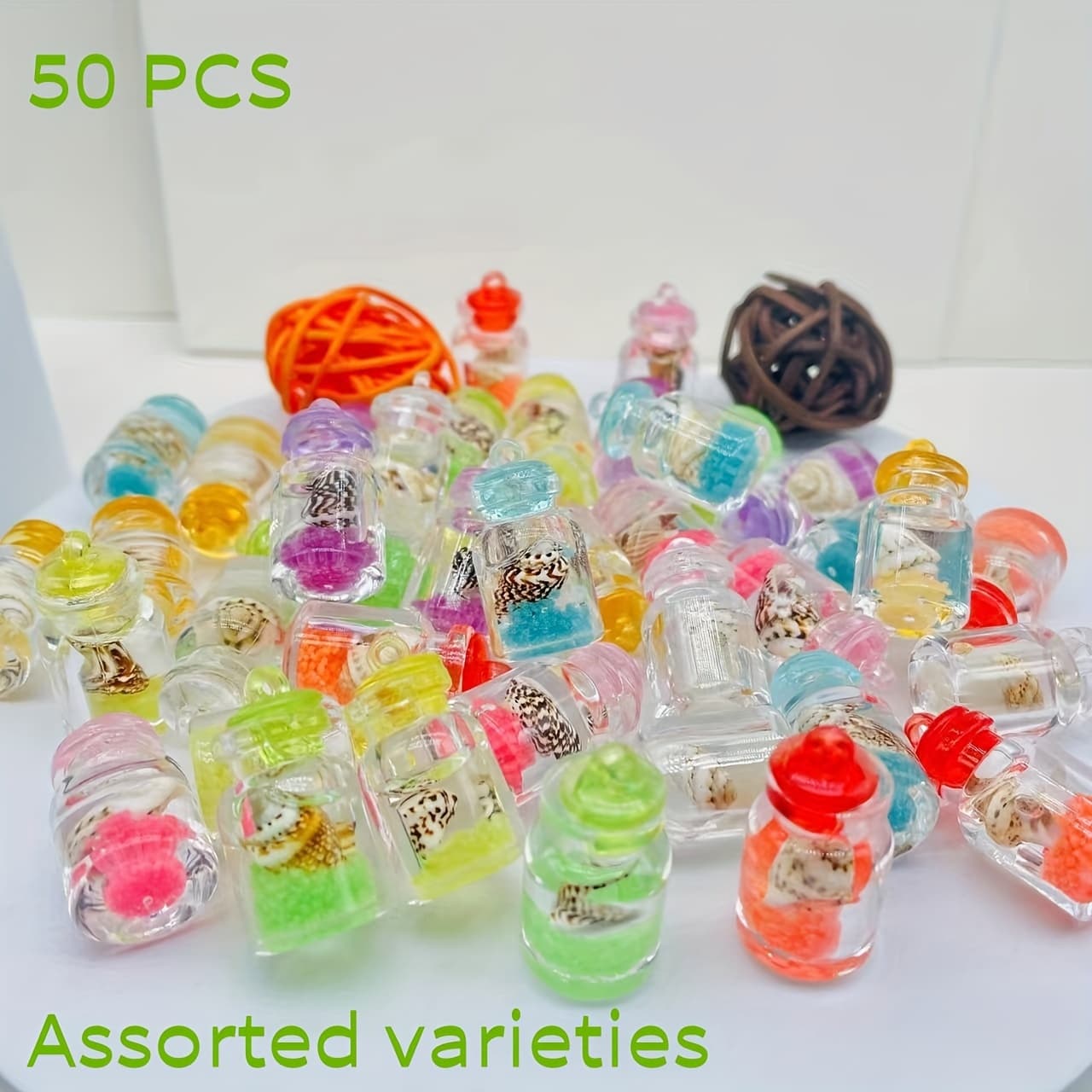 TEMU 50pcs Transparent Acrylic Simulated Conch Luminous Drift Bottle Pendant Diy Necklace Keychain Jewelry Accessories