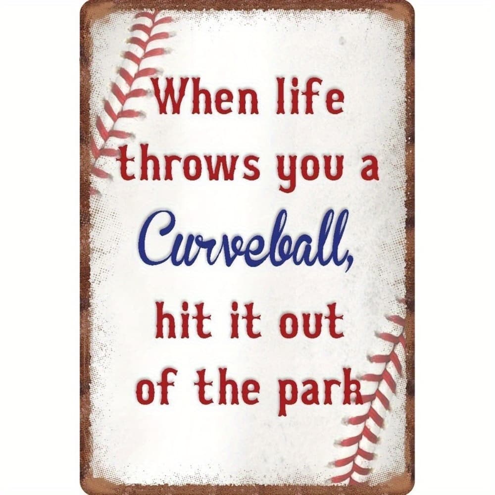 TEMU Decorative Signs & Plaques Baseball Throws You A Signs Funny Sign Metal Art Poster Gift Wall Decor Room Door Accessories 12"x8"